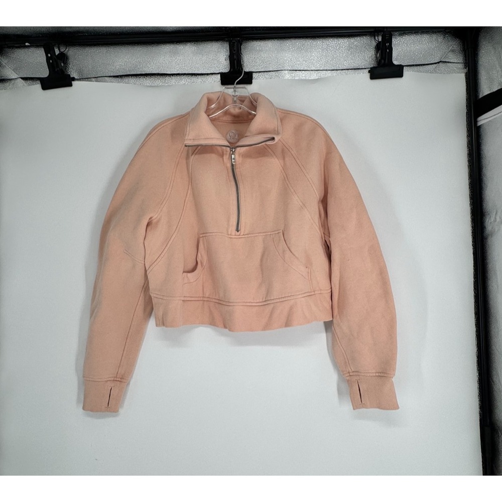Lululemon Scuba Oversized Funnel Neck 1/2 Half Zip Peach Satin XS/S Sweatshirt